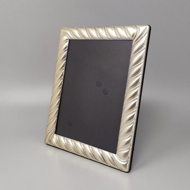 Vintage Italian Photo Frame in Silver Plated with Glass, 1970s For Sale - Image 4 of 7