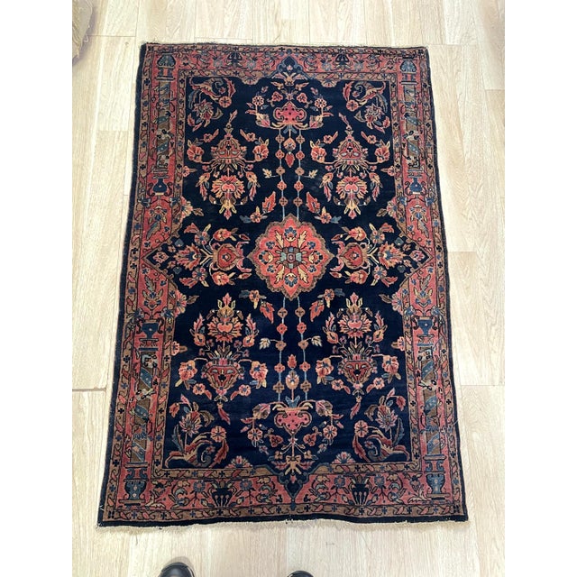 Terra Cotta Antique Persian Sarouk Mahajiran Rug 3.2' X 5.1' (97cm X 155cm) 1900s For Sale - Image 8 of 8