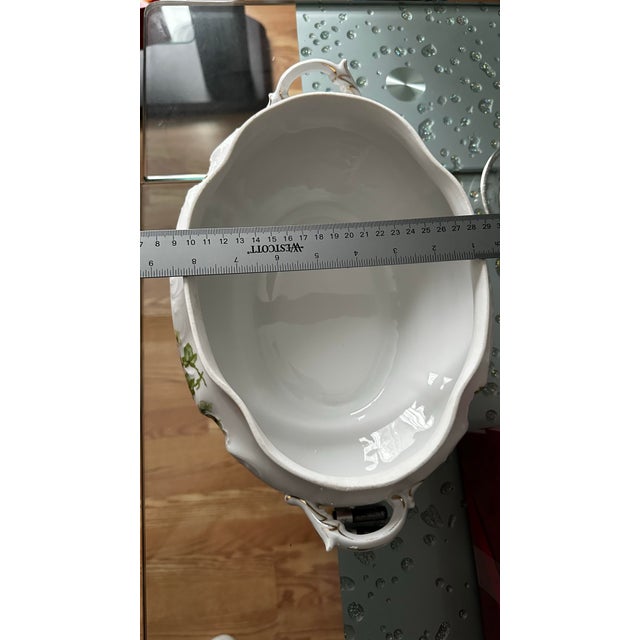 Ceramic Antique Ls&s Carlsbad Austria Porcelain Tureen, Hand Painted Wild Roses, c.1900 For Sale - Image 7 of 12