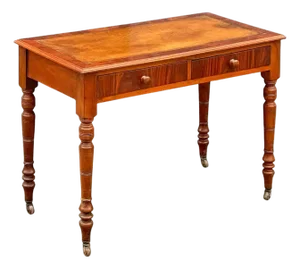 English Writing Table or Desk of Mahogany With Inset Leather Top