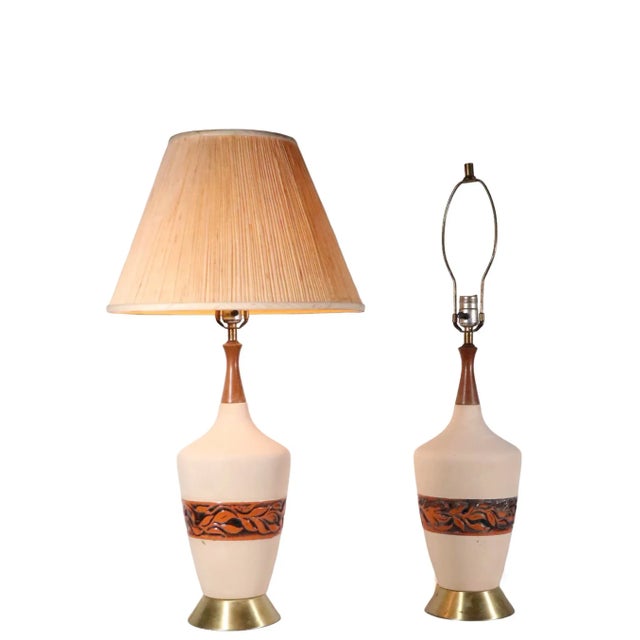 Pr. Mid Century Ceramic Table Lamps C. 1950's For Sale - Image 12 of 12