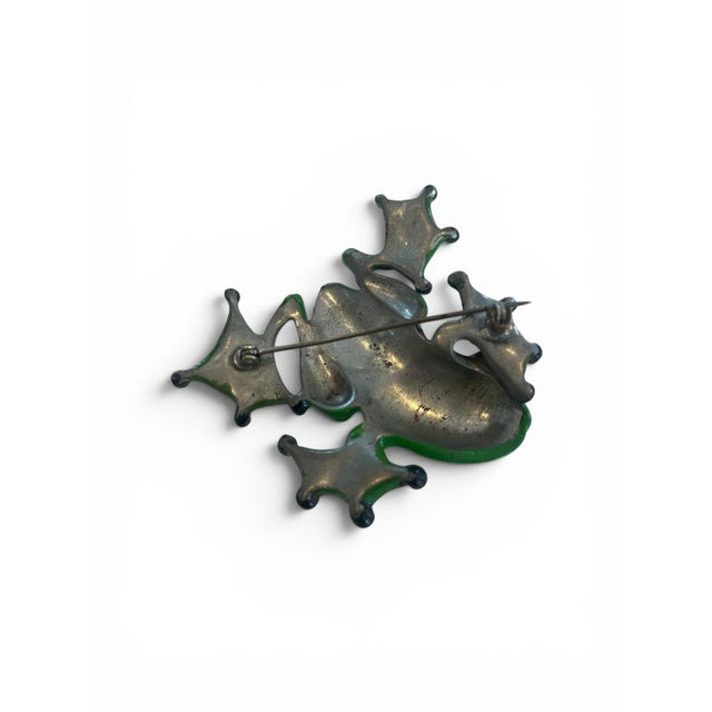 1940's Enamel Frog Brooch For Sale - Image 4 of 4