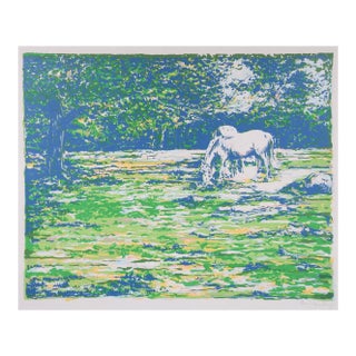 1976 Fauvist Horses Landscape Serigraph For Sale