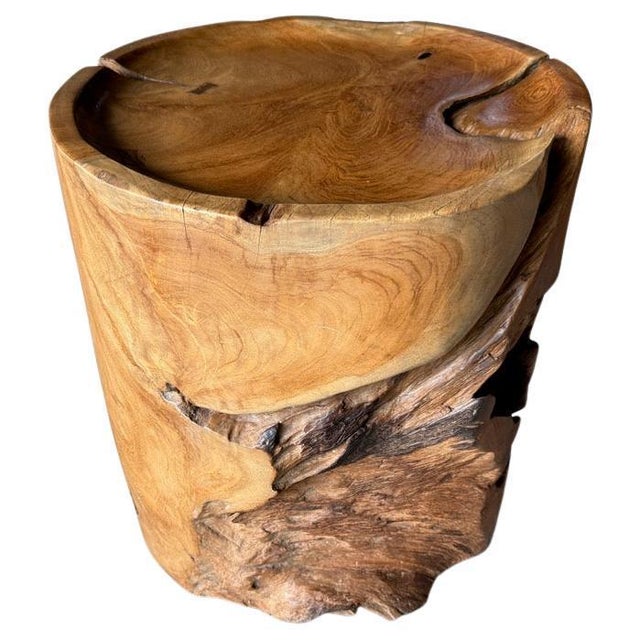 Beautiful century old teak root shaped into a side table. We hand carved the top section into a tray style and added the...