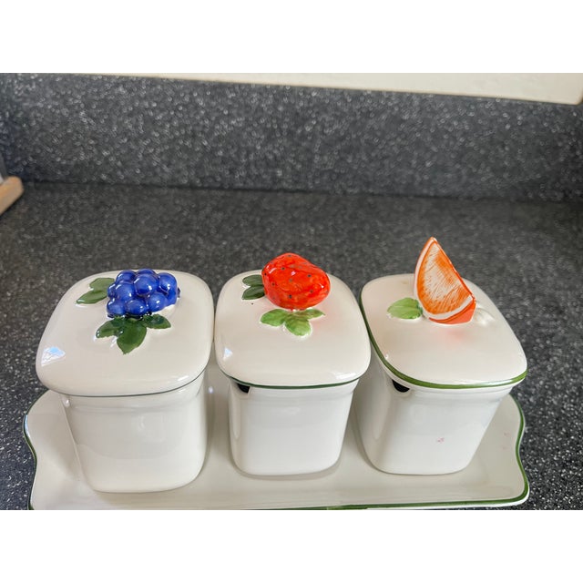 Ceramic Marmalade Tray With Decorative Fruit Tops For Sale - Image 7 of 7