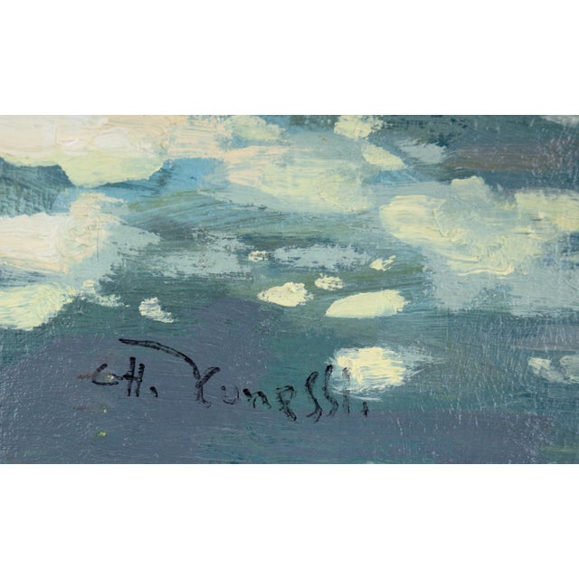 Late 20th Century Sidewalk Along the Park - Landscape in Oil on Canvas by Gholam Yunessi For Sale - Image 5 of 6