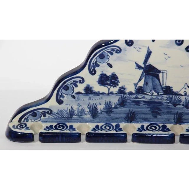 Vintage Blue and White Delft Porcelain Spoon Rack For Sale - Image 4 of 13