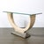 This Mid-Century Modernist tessellated stone console table, crafted by Maitland-Smith in the Philippines circa 1980, is a...