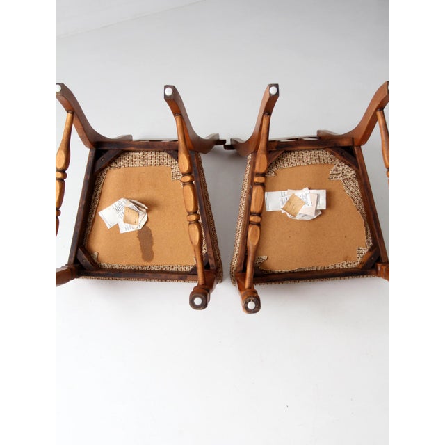 Mid-Century Singer Furniture Wood Dining Chairs With Upholstered Seats Pair For Sale - Image 14 of 15