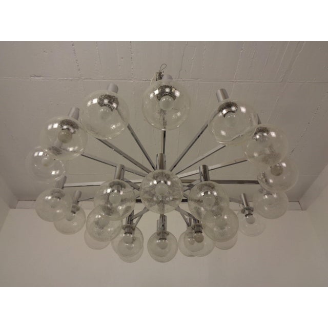 Large Chromed Spider Sputnik Lamp with 24 Handblownd Ice Glass Balls from Ott International, Germany, 1960s For Sale - Image 12 of 18