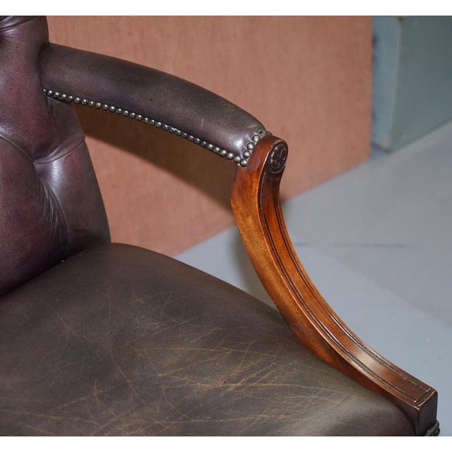 Gold George II Gainsborough Carver Chesterfield Leather Armchair with Claw and Ball Feet For Sale - Image 8 of 18