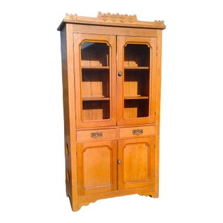 Antique Flat Wall Pie Safe Cupboard Kitchen Pantry Ash Wood 1900s For Sale