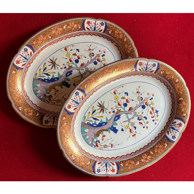 Spode Antique Early 19th Century English George III Spode Porcelain Oval Platters in the Chinoiserie Kakiemon Pattern 282 - A Pair For Sale - Image 4 of 9
