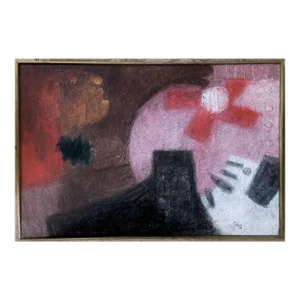 "Astronomo" Large Mexican Modernist Mixed Media Art by Ruben Poblano