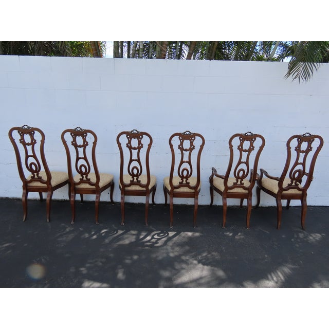 Wood French Set of Dining Table Two Leaves and Six High Back Chairs 6664 For Sale - Image 7 of 18