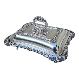 Late 19th Century Large Silver Chafing Dish With Lid For Sale