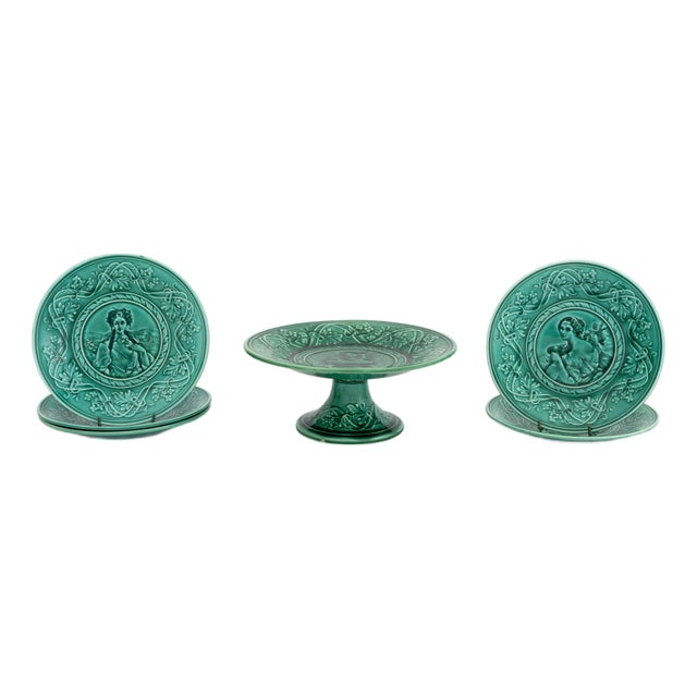 Regal & Sanejouand Majolica Tableware, 6 Pieces For Sale