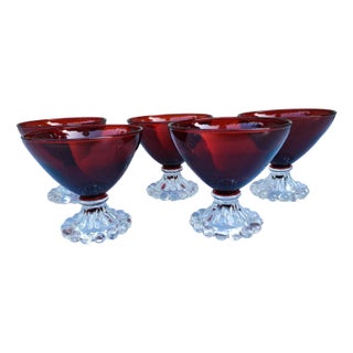 Vintage Empoli Ruby ​​Cups, 1970s, Set of 6 For Sale