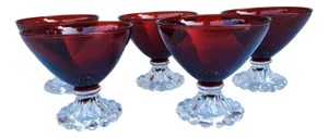 Vintage Empoli Ruby ​​Cups, 1970s, Set of 6