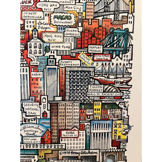 Paper 1978 Tony Graham "Manhattan" New York Vintage Framed Cardboard Print For Sale - Image 7 of 12