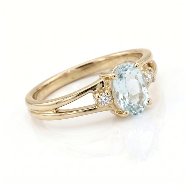 Natural Aquamarine Engagement Ring - March Birthstone Ring Us 7 For Sale - Image 4 of 5