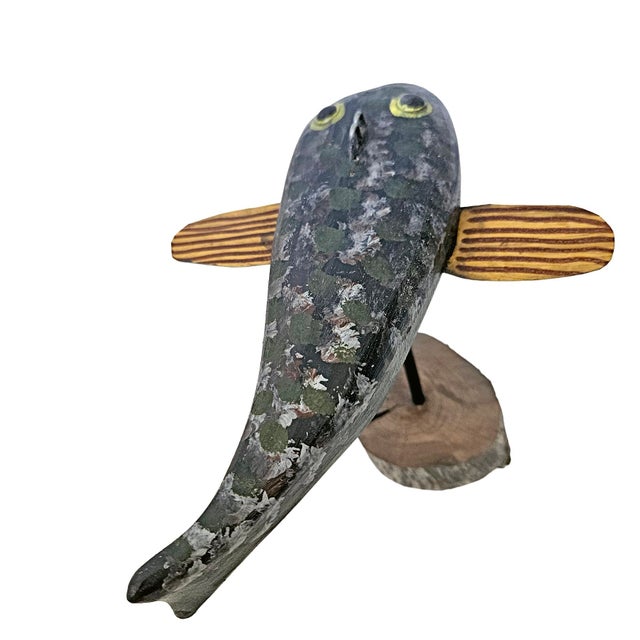 Contemporary Folk Art Fish Decoys by Ronald Derrow Set of 2 For Sale - Image 12 of 18