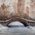 Original oil on canvas by Connecticut artist and sculptor Miriam “Mimi” Nelson, depicting a snow-covered stone arch bridge...