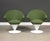 A pair of mid century modern white cone swivel lounge chairs with new green tweed fabric designed by Adrian Pearsall for...