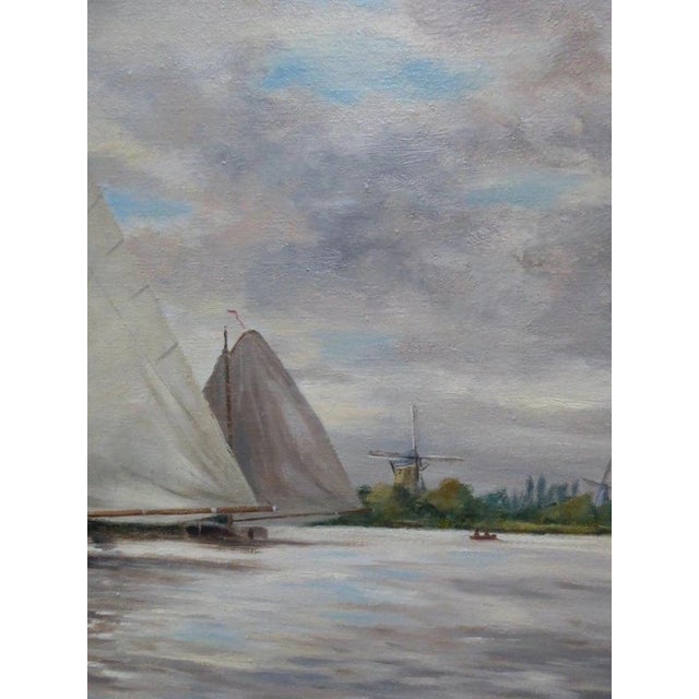 Victor Trevett, Dutch Seascape, Mid Century, Oil on Canvas For Sale - Image 7 of 14
