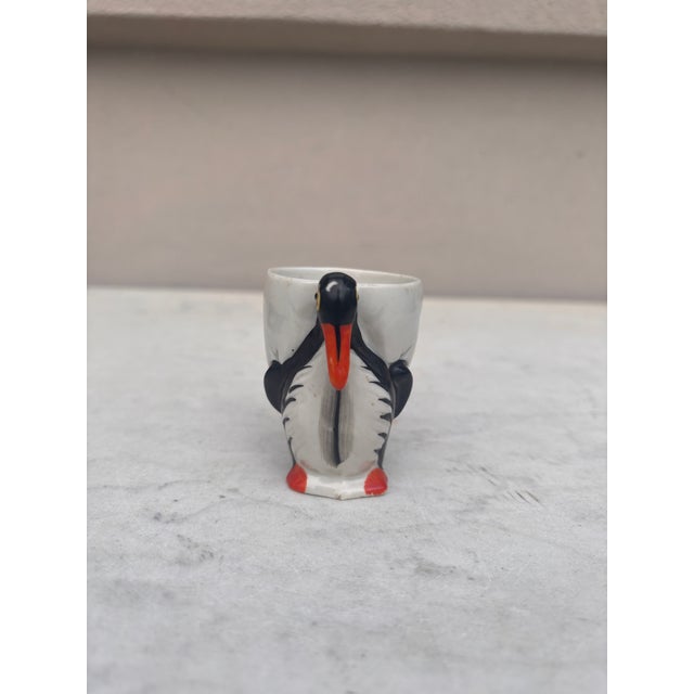 German Porcelain Majolica Penguin Egg Cup, circa 1920.