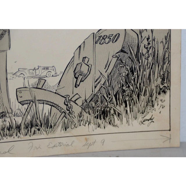 American Fred Lundy Ca Great Depression Cartoon Illustration C.1938 * For Sale - Image 3 of 9
