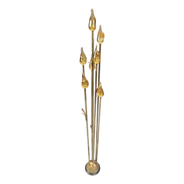 Murano Glass Leaf Floor Lamp, 1980s For Sale