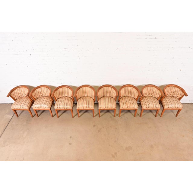 1950s Harold Schwartz for Romweber Mid-Century Modern Sculpted Oak Dining Armchairs, Set of Eight For Sale - Image 5 of 12