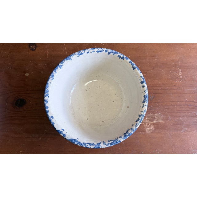 Antique American Blue & White Spongeware Bowl, Circa 1890–1900 For Sale - Image 6 of 14