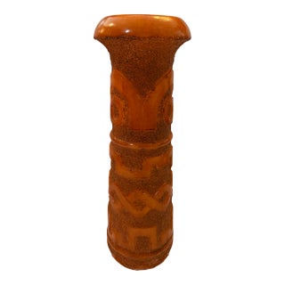 Mid-Century Orange Lava Glaze Stoneware Vessel For Sale