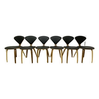 1960s Nuevo Satine Dining Chairs With Black Leather Seats - Set of 6 For Sale