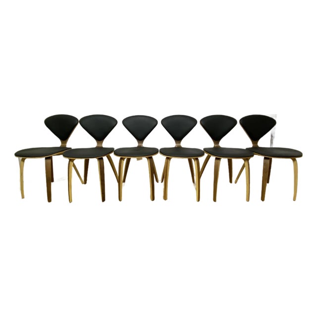 1960s Nuevo Satine Dining Chairs With Black Leather Seats - Set of 6 For Sale