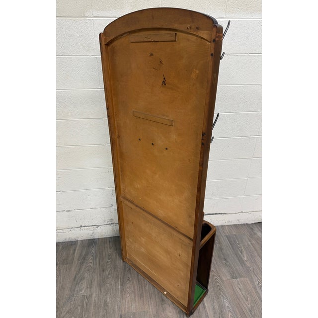 Antique Lebus Furniture English Oak Hall Tree Hall Stand With Mirror For Sale - Image 11 of 11