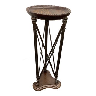 Mid 19th Century Regency Style Mahogany Pedestal Plant Stand With Bronze or Brass Beaded Trim For Sale