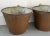 Pair antique 19th century paint decorated tin sap buckets with integral loop for hanging on the wall. These make wonderful...
