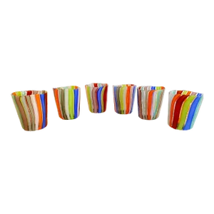 Set of 6 Contemporary Multicolored Murano Style Glasses