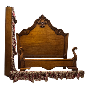1990s Century Furniture Queen Size Bedframe With Attached Ruffled Skirt