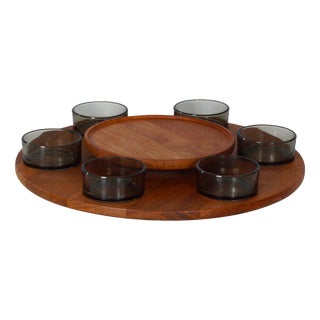 Lazy Susan Snack Tray with Bowls, Denmark, 1960s, Set of 7 For Sale