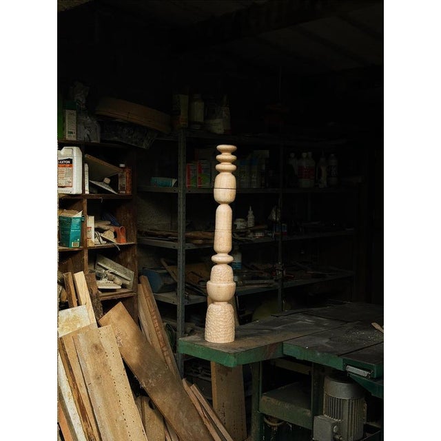Beech Candlestick by Romain Des Bois For Sale - Image 12 of 17