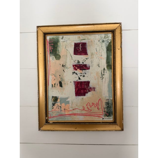 Peach Original Abstract Painting in Antique Gilt Frame by Shannon Weir For Sale - Image 8 of 10