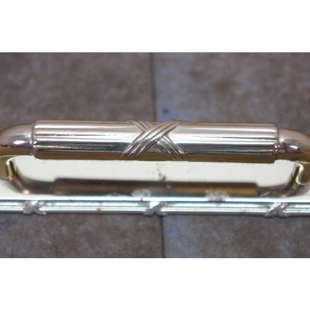 2 Vintage Brass Neoclassical Ribbon & Reed Door Pulls W Backplate 7.5" For Sale - Image 6 of 10