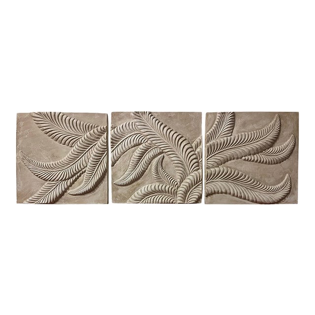 Vintage Plaster Botanical Bas Relief Wall Panels – Organic Modern | Set of 3 For Sale
