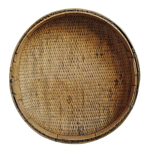 Vintage Jumbo Bamboo Grain Basket For Sale - Image 12 of 12