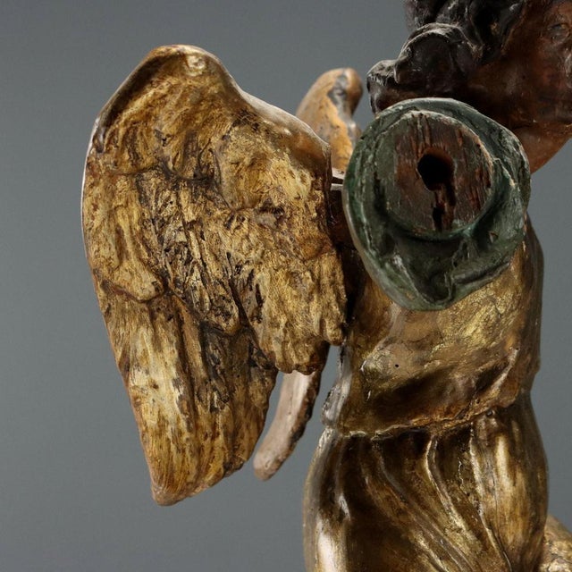 Angels in Carved, Lacquered and Gilded Wood, Set of 2 For Sale - Image 15 of 16
