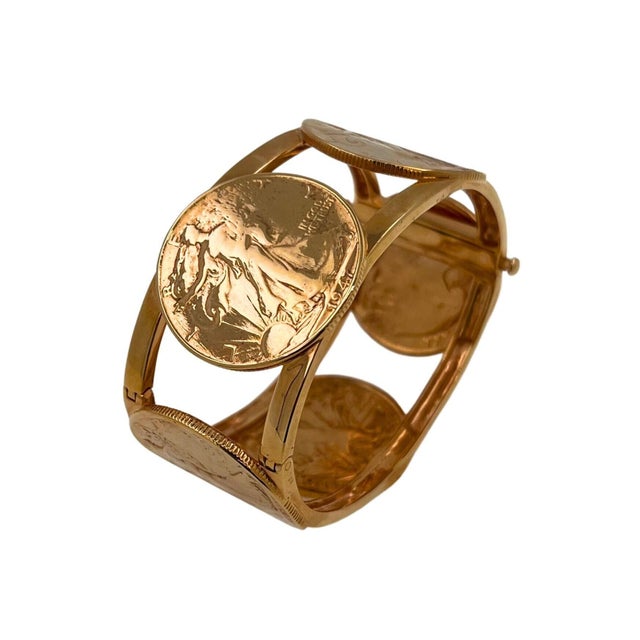 Early 21st Century Genuine Vintage American Usa Dollar Coin Rose Gold Vermeil Sterling Silver Wide For Sale - Image 5 of 10